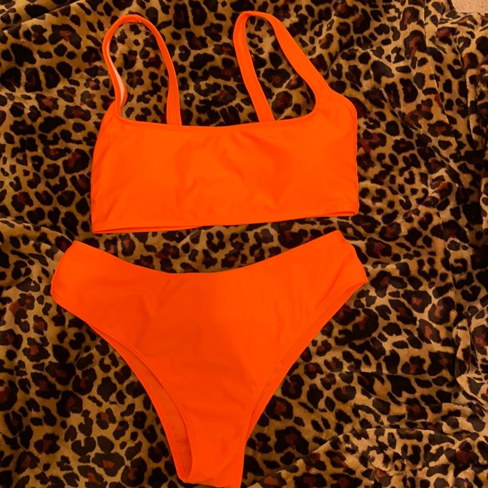 SHEIN neon orange bikini